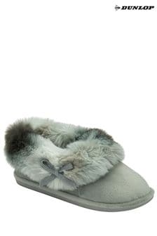 Dunlop Grey Ladies Faux Fur Full Slippers (323769) | $34