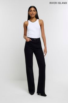 River Island Black High Rise Relaxed Straight Leg Jeans (324146) | 74 €