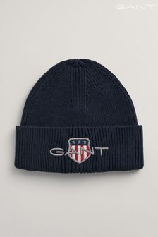 Синий - Хлопковая шапка-бини с логотипом Gant (324231) | €19