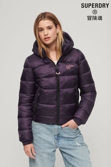 Superdry Purple Sports Puffer Bomber Jacket (324419) | SGD 184
