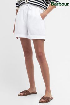 Barbour® White Elsden Drawcord Waist Shorts With Linen (324817) | AED420