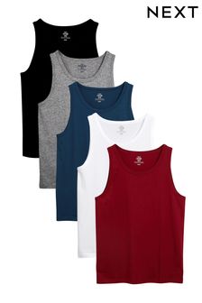 Burgundy Red/Black/White/Navy/Grey Marl Vests 5 Pack (324847) | $57