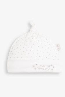 JoJo Maman Bébé White Welcome Little One Baby Hat (324857) | SGD 10