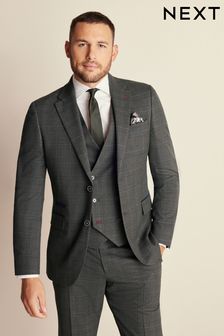 Green Slim Trimmed Check Suit (324900) | SGD 175