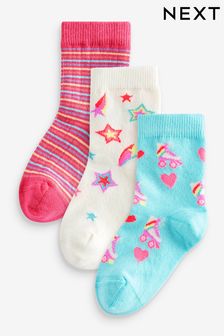 3 Pack Cotton Rich Bright Ankle Socks