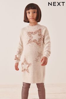 Cream Sequin Jumper Dress (3-16yrs) (325032) | €16 - €20