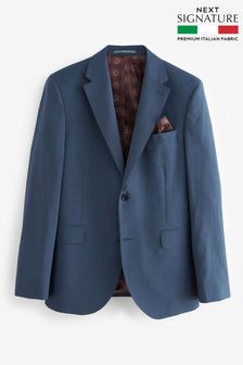 Голубой - Голубой пиджак зауженного кроя из шерсти Signature Tollegno (325186) | €159