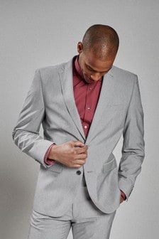 Light Grey Slim Fit Stretch Tonic Suit: Jacket (325403) | ₪ 142