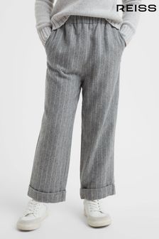 Reiss Grey Faye Junior Wool Blend Striped Elasticated Trousers (325563) | €71