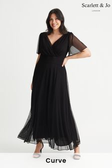 Scarlett & Jo Black Angel Sleeve Maxi Dress (326150) | 574 SAR
