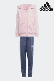 adidas Pink/Blue Sportswear Essentials 3-Stripes Shiny Tracksuit (326229) | kr640
