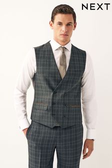 Trimmed Check Suit Waistcoat