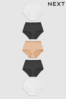 Black/White/Nude Full Brief Microfibre Knickers 5 Pack (327035) | €18