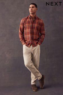 Brown Check Regular Fit Brushed Flannel Shirt (327133) | kr331