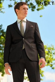 Brązowy - Slim Fit Textured Wool Suit (327443) | 600 zł