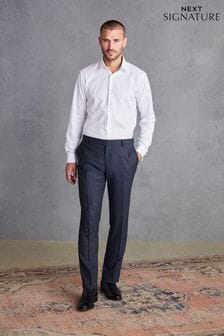White Slim Fit Signature Trimmed Double Cuff Shirt And Cufflinks (327526) | $68