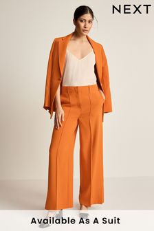 Oranžna - Krojene hlače s širokimi hlačnicami in srednje visokim pasom (327659) | €13