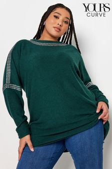 Grün - Yours Curve Pullover mit Fledermausärmeln und Nietenbesatz (328007) | 52 €