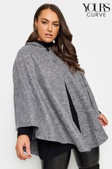 Yours Curve Grey Soft Touch Button Front Poncho (328320) | OMR19