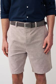 لون الطين - Cotton Oxford Chino Shorts With Belt Included (328537) | 129 ر.ق