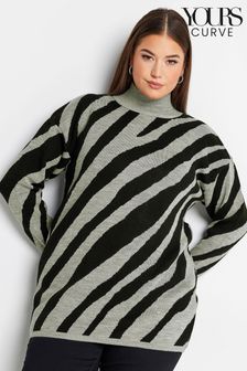 Yours Curve Grey Animal High Neck Knitwear Jumper (328654) | 1,945 UAH