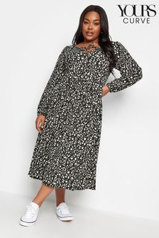 Yours Curve Black Animal Print Midaxi Dress (328805) | AED82