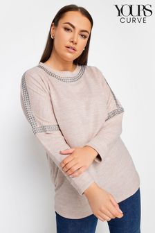 Roz - Yours Curve pulover cu mâneci aripă de liliac și ținte (328918) | 203 LEI