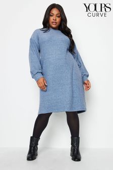 Yours Curve Blue Soft Touch Jumper Dress (329015) | LEI 185