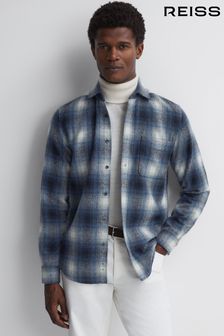 Reiss Blue Multi Novelli Wool Checked Long Sleeve Shirt (329033) | BGN 510