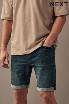 Dark Blue Slim Fit Stretch Denim Shorts (329202) | 109 QAR