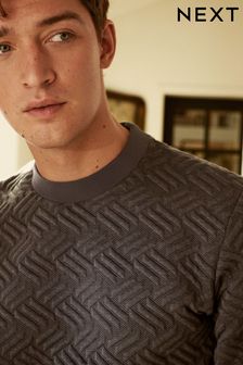 Grey - Premium Texture Crew Sweatshirt (329477) | kr490