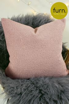 furn. Powder Pink Malham Teddy Borg Fleece Polyester Filled Cushion