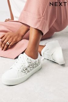 White Forever Comfort® Butterfly Lace-Up Chunky Trainers (329537) | $74