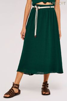 Apricot Green Rope Belt Slub Cotton Midi Skirt (329966) | €21.50