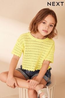Yellow Crochet Knit Top (3-16yrs) (330592) | KRW40,600 - KRW51,200