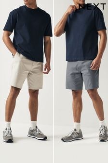 Blue/Ecru Straight Fit Stretch Chinos Shorts 2 Pack (330611) | $56