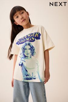 Ecru Stranger Things Oversized License T-Shirt (3-16yrs) (330674) | 549 UAH - 745 UAH
