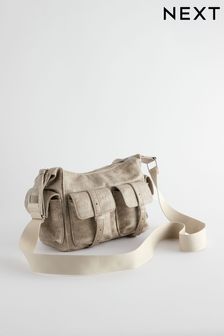 Песочно-бежевый - Сумка с длинным ремешком и карманом в стиле милитари (330983) | €36