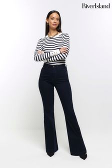 River Island Blue Tummy Hold High Waisted Flared Jeans (331367) | €30