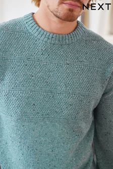 Teksturowany sweter o regularnym kroju z blokami kolorów (331370) | 97 zł