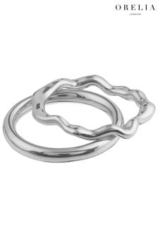 Silber - Orelia London Set mit Ringen mit organischem Wellendesign (331507) | 17 €