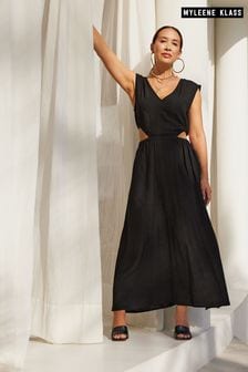 Myleene Klass Linen Cut Out Black Dress (331584) | AED305