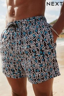 Blue/Black Printed Swim Shorts (331610) | $36