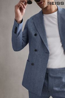 Двубортный льняной пиджак узкого кроя Reiss Cheltenham (331870) | €521