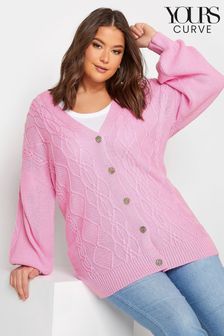 Yours Curve Pink Button Through Knitted Cardigan (332126) | NT$1,770