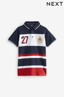 Red/Blue Short Sleeve Colourblock Polo Shirt (3-16yrs) (332329) | KRW25,600 - KRW36,300