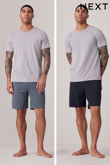 Navy Blue/Grey Texture Lightweight Jogger Shorts 2 Pack (332411) | €31