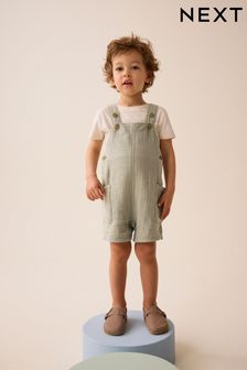 Sage Green Soft Textured Cotton Dungaree (3mths-7yrs) (333072) | NT$620 - NT$800