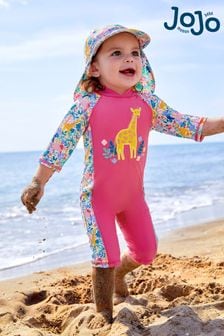 JoJo Maman Bébé Pink Jungle UPF 50 1-Piece Sun Protection Suit (333259) | 153 SAR