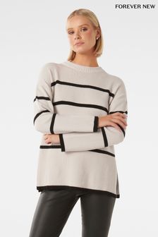 Forever New White Bianca Relaxed Longline Crew Neck Jumper (333559) | 5,150 UAH